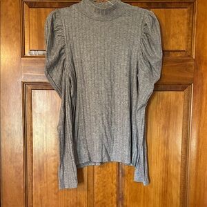 Zenana Outfitters Charcoal Ribbed Blouse